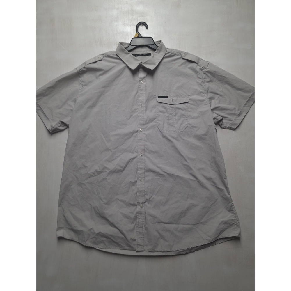 Sean John Button Down Shirt Men's 4XB Big Beige Short Sleeve